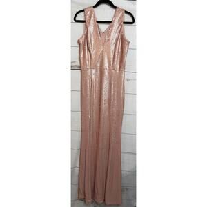 Dress The Population Pink Sequin Formal Maxi Dress Size LG NWT STUNNING